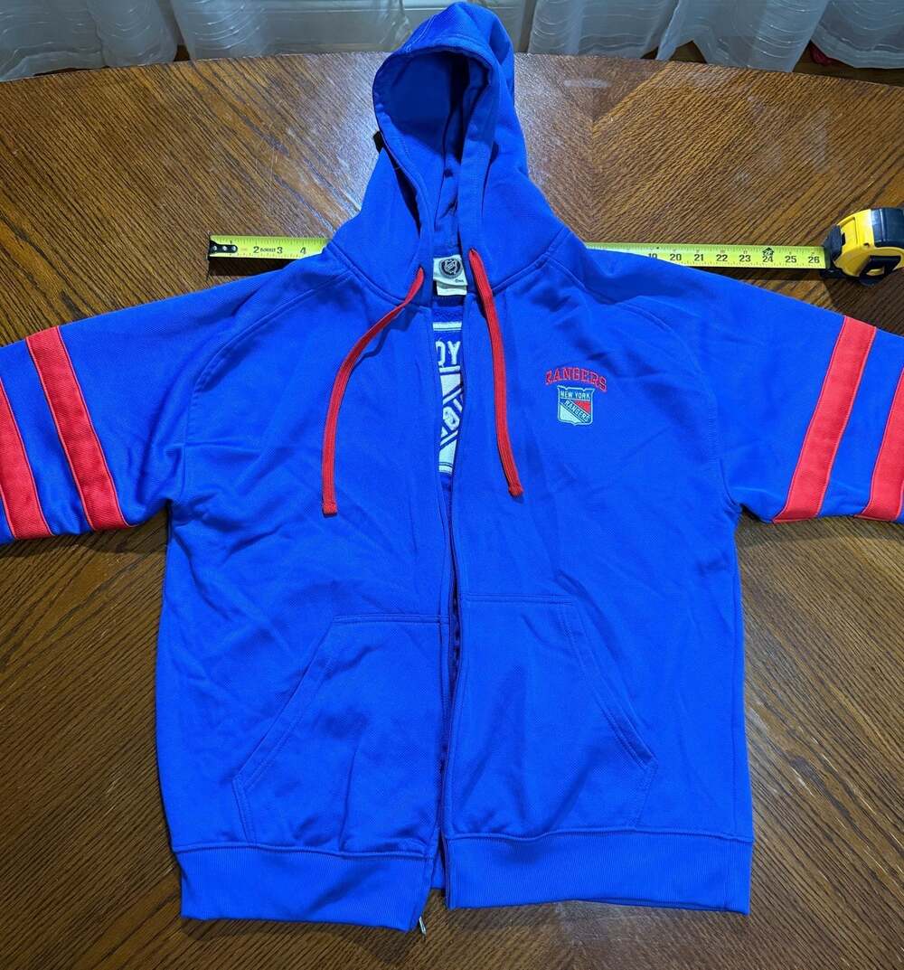 Vintage NHL New York Rangers Full-Zip Hoodie, Blue & Red, Men's Size XL
